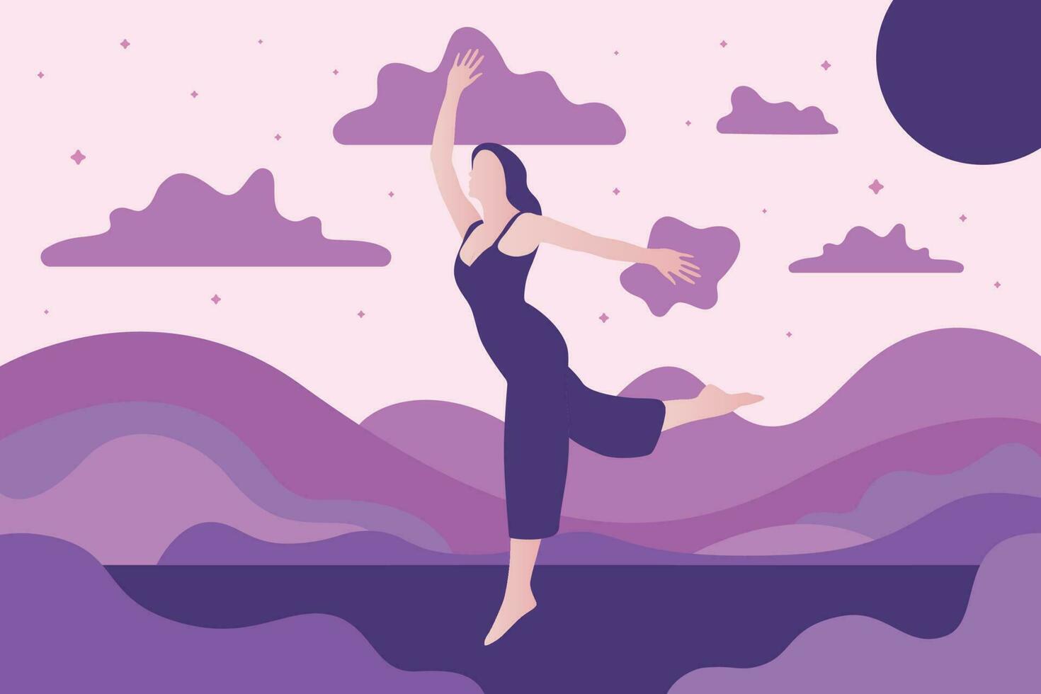 Girl in a Dream Flat Character vector