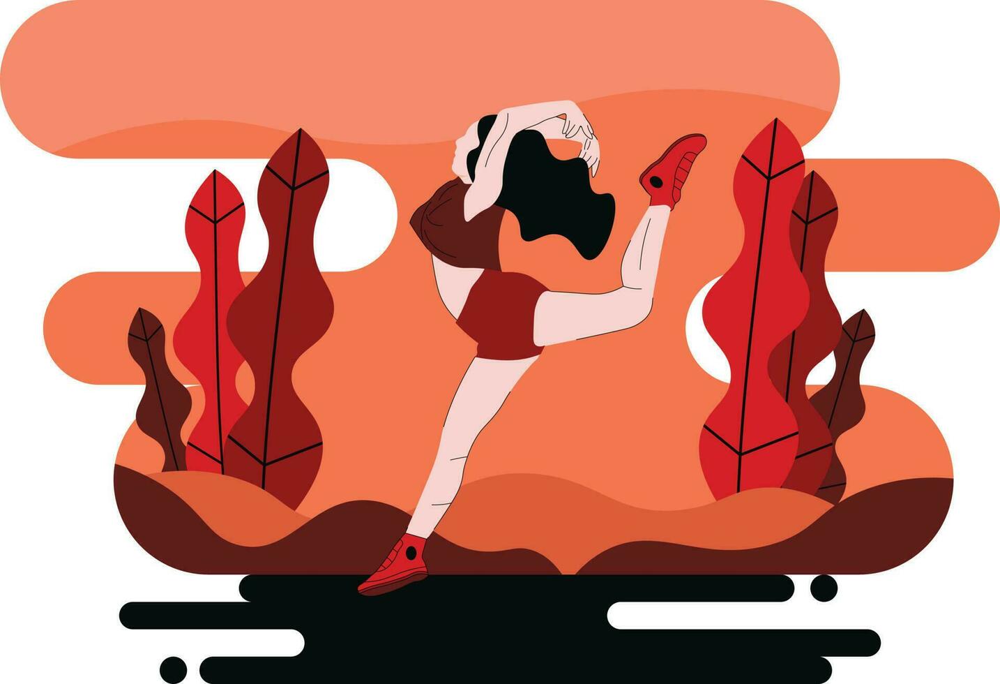 Woman Dancing in Fall Flat Character vector