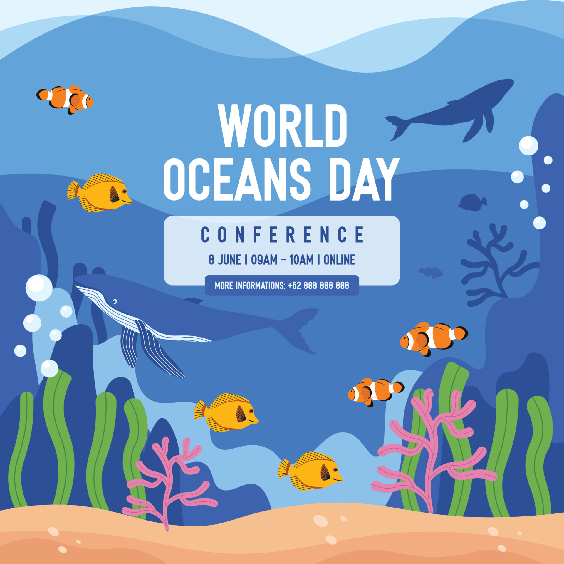 World Oceans Day 8 June Social Media Design 23346303 Vector Art at Vecteezy