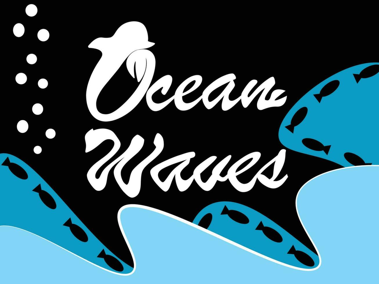 Ocean Waves Typography With Wavy Border vector