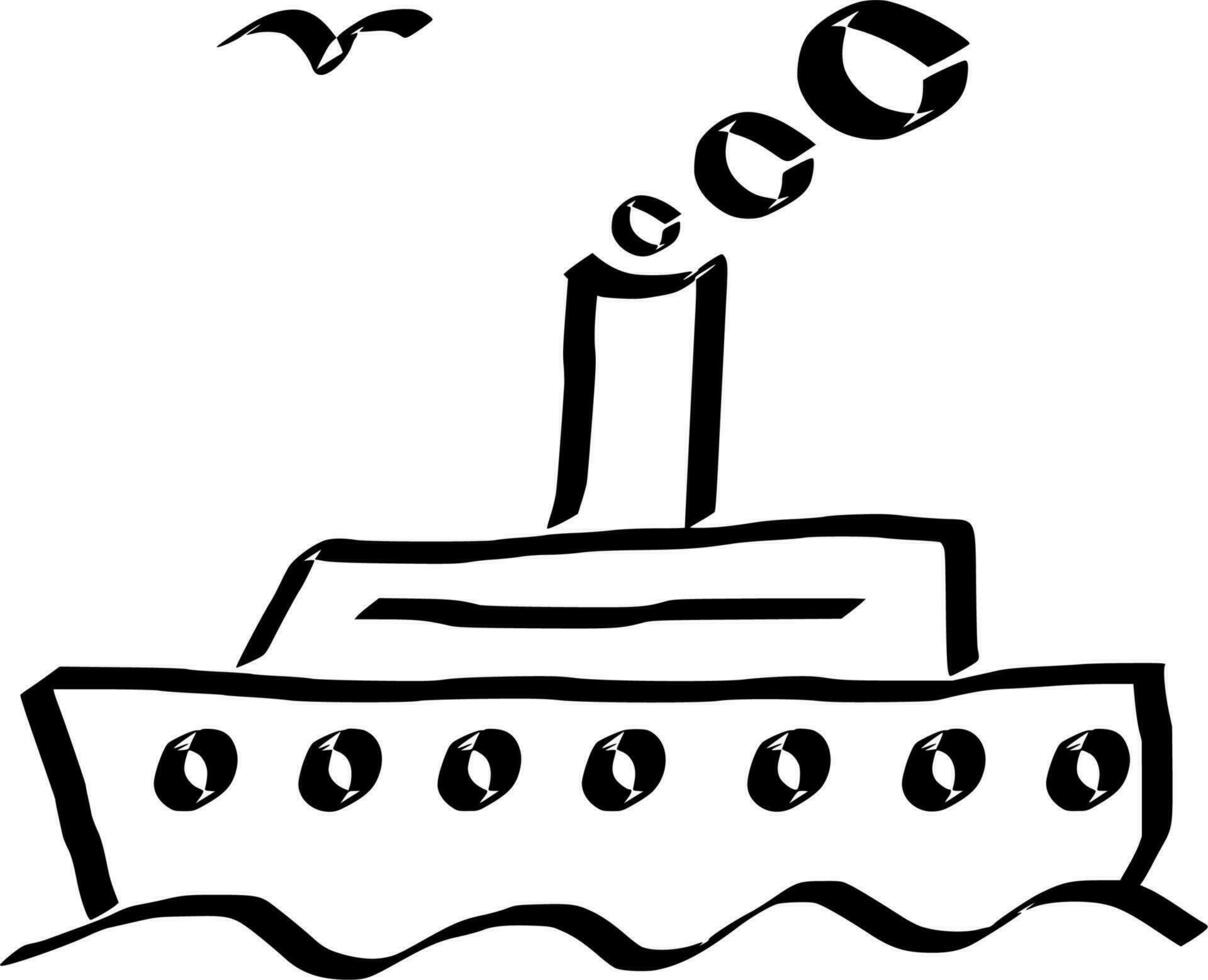 Vector silhouette of Boat on white background