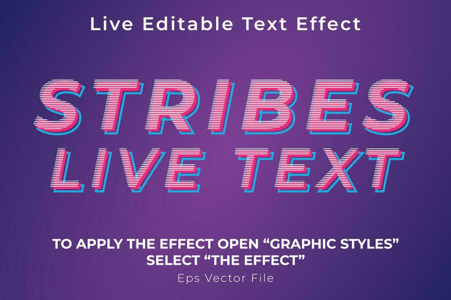 stripes live text effect, editable striped text vector eps file