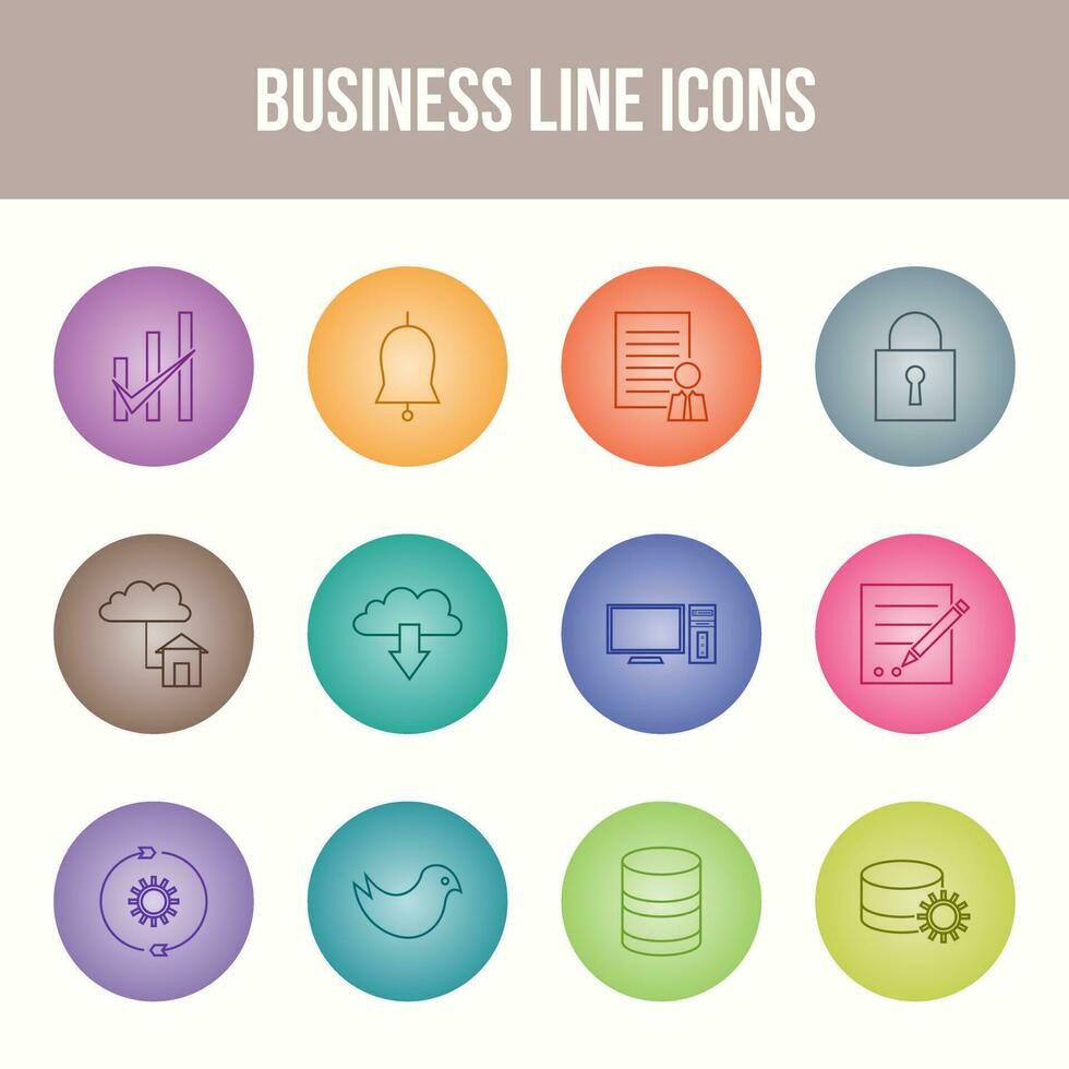Unique Business Line icon set vector