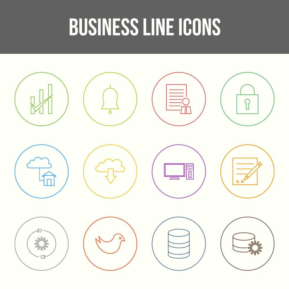 Unique Business Line icon set vector