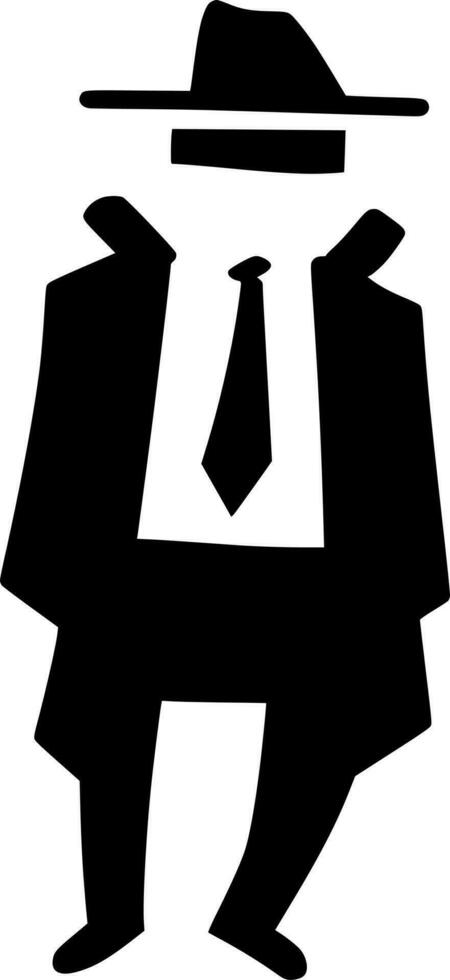 Vector silhouette of spy agent on white background