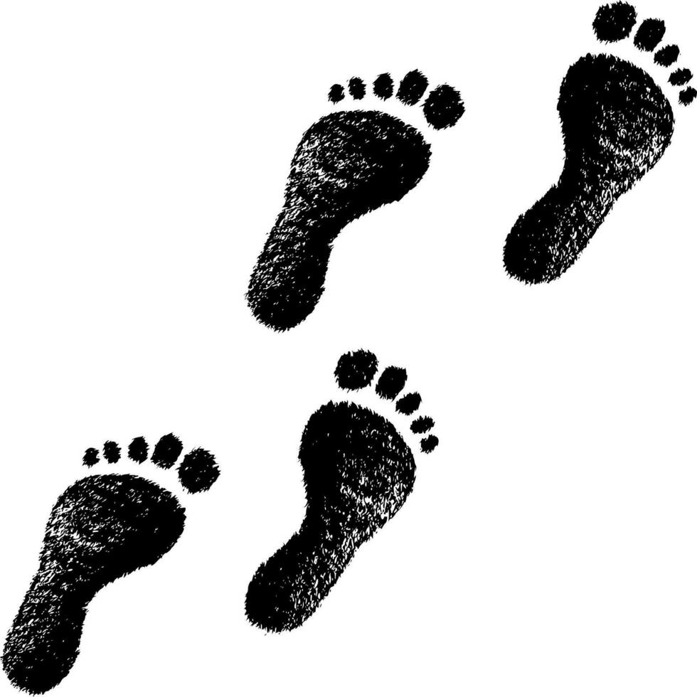 Vector silhouette of footprints on white background