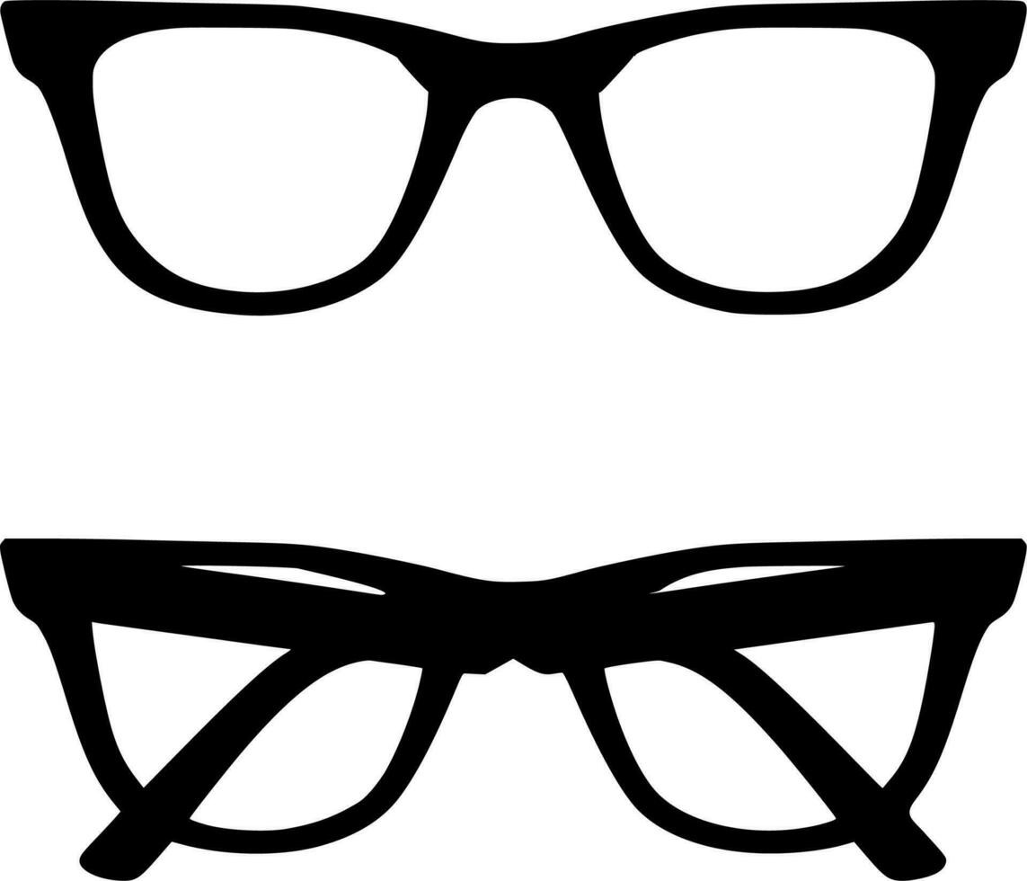 Vector silhouette of glasses on white background