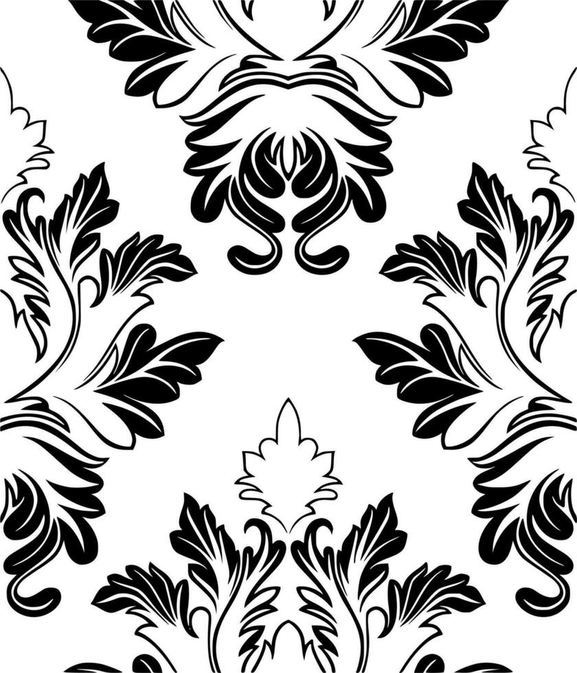 Vector silhouette of floral pattern on white background