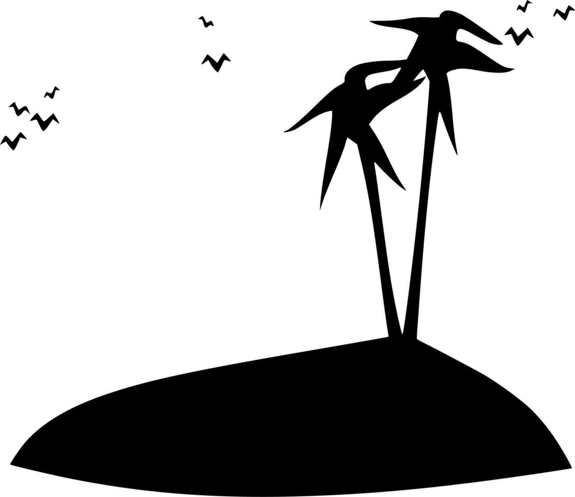 Vector silhouette of beach on white background