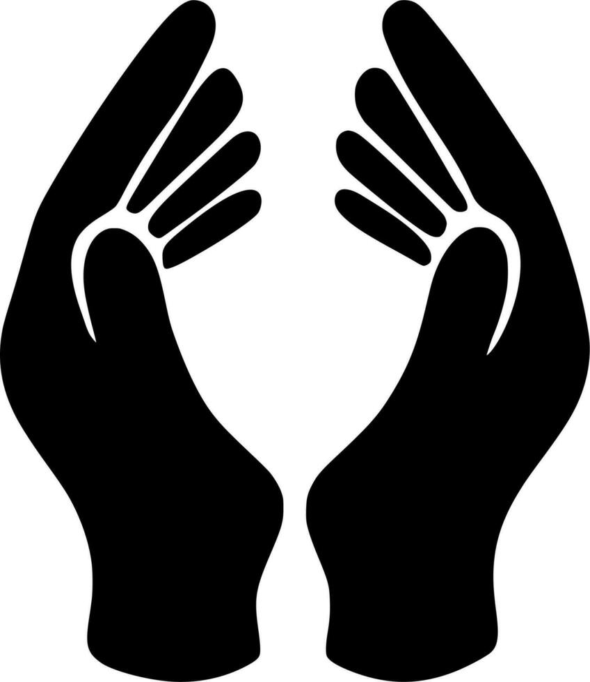 Vector silhouette of hands on white background