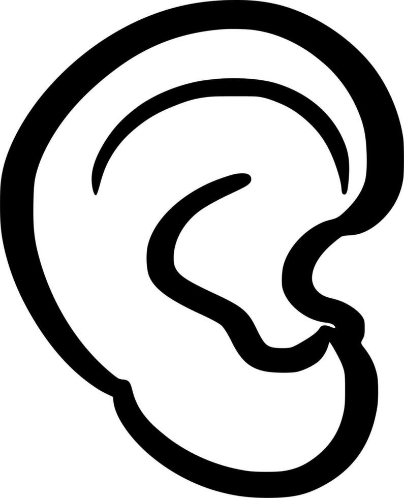 Vector silhouette of ear on white background