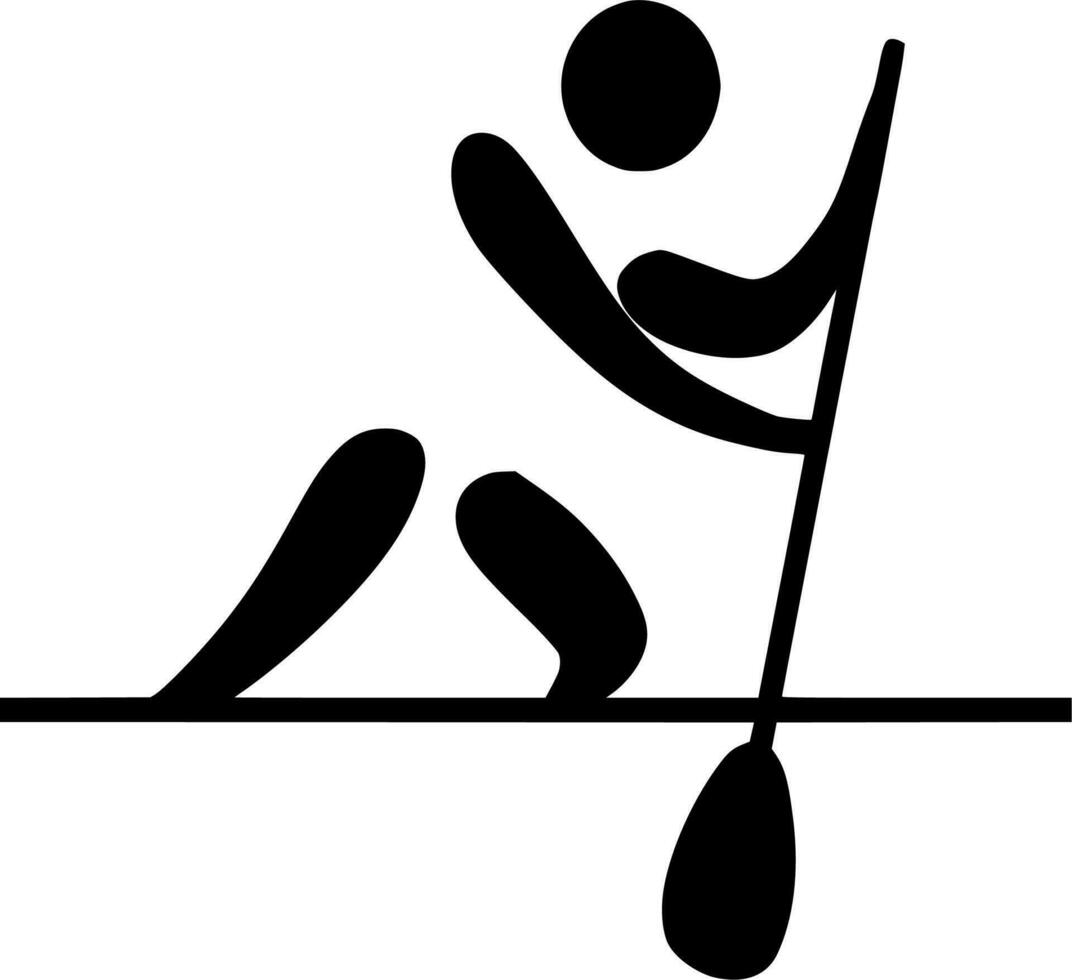 Vector silhouette of canoe on white background