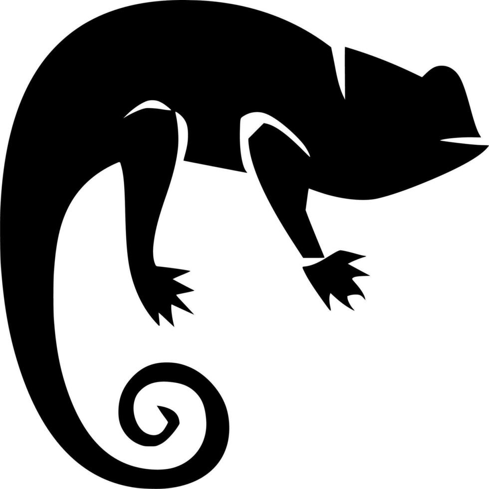 Vector silhouette of chameleon on white background