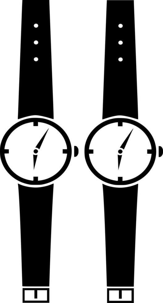 Vector silhouette of watch on white background