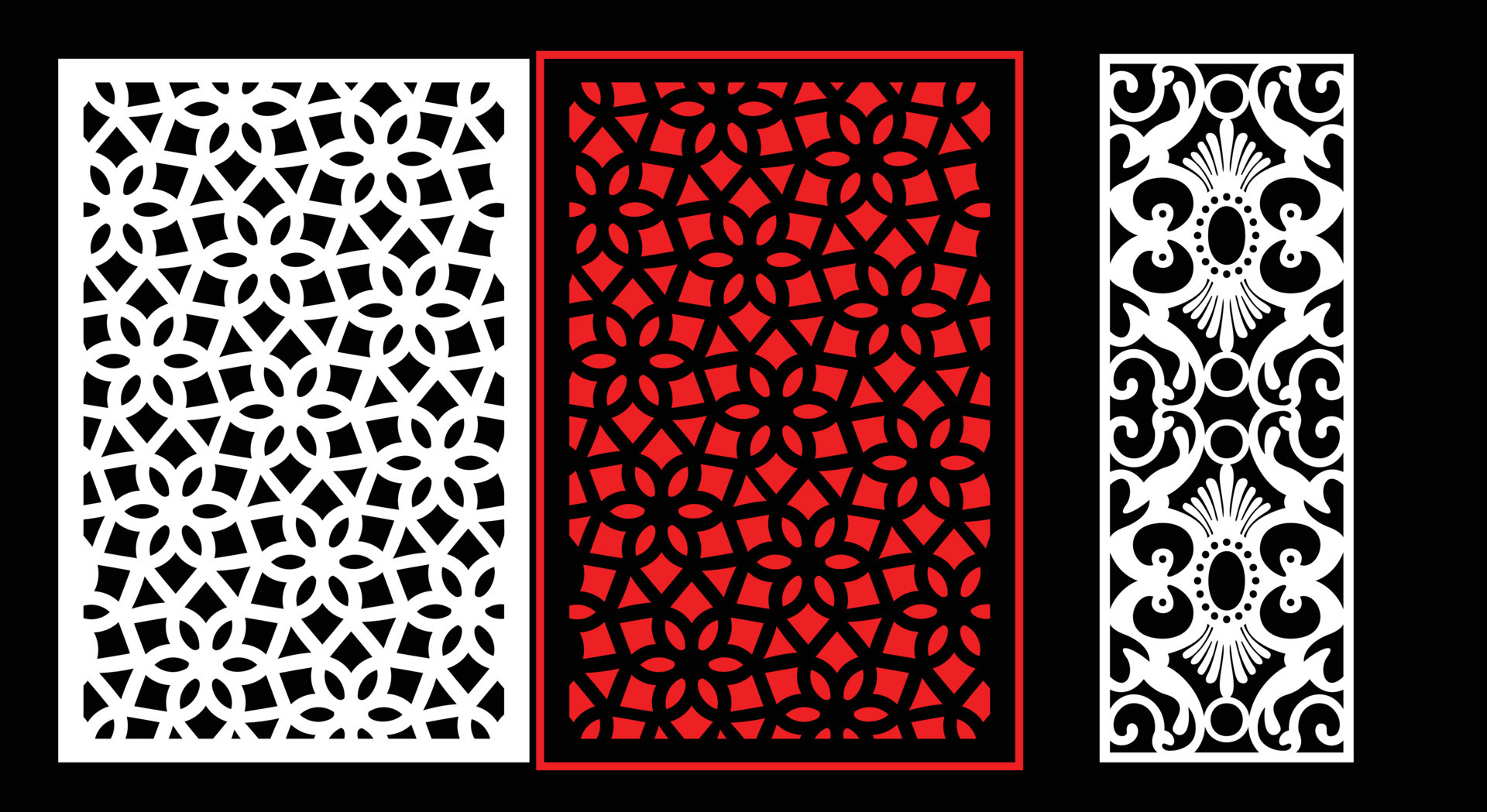 Decorative wall panels set Jali design for graphic and plywood