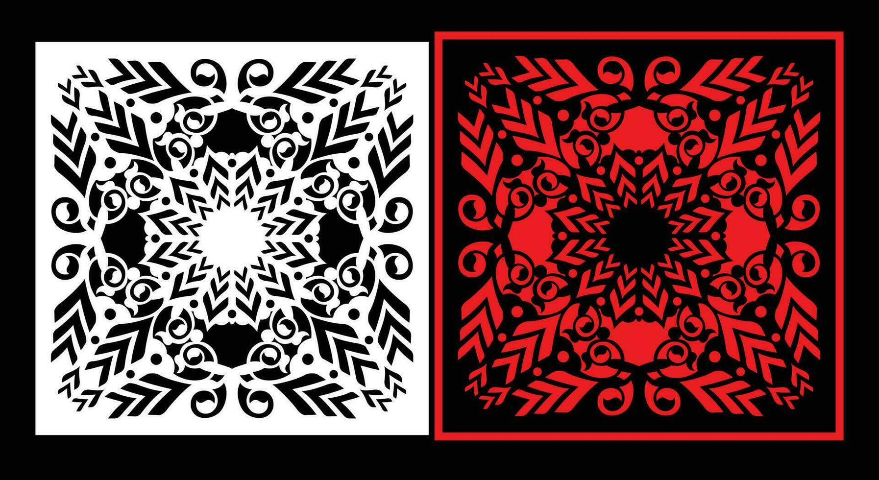 Decorative wall panels set Jali design CNC pattern, laser cutting pattern, router CNCcutting.Jali Laser cut decorative panel set with lace pattern. vector