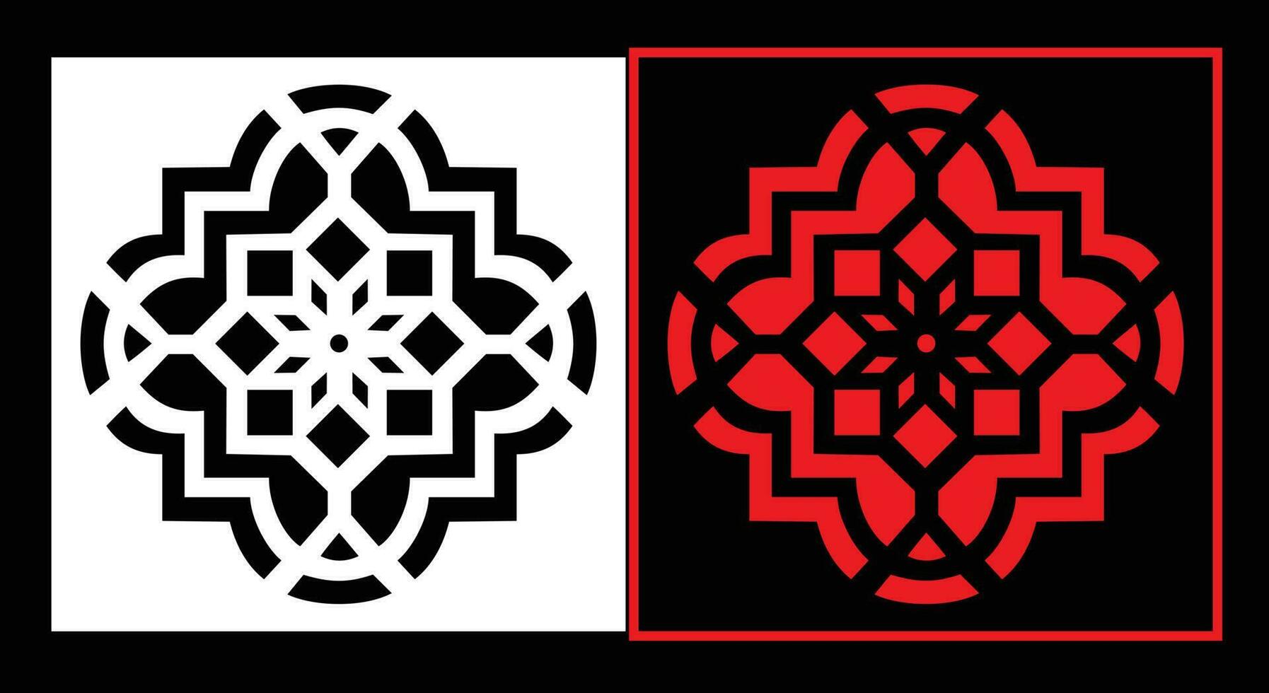 Decorative wall panels set Jali design CNC pattern, laser cutting pattern, router CNCcutting.Jali Laser cut decorative panel set with lace pattern. vector