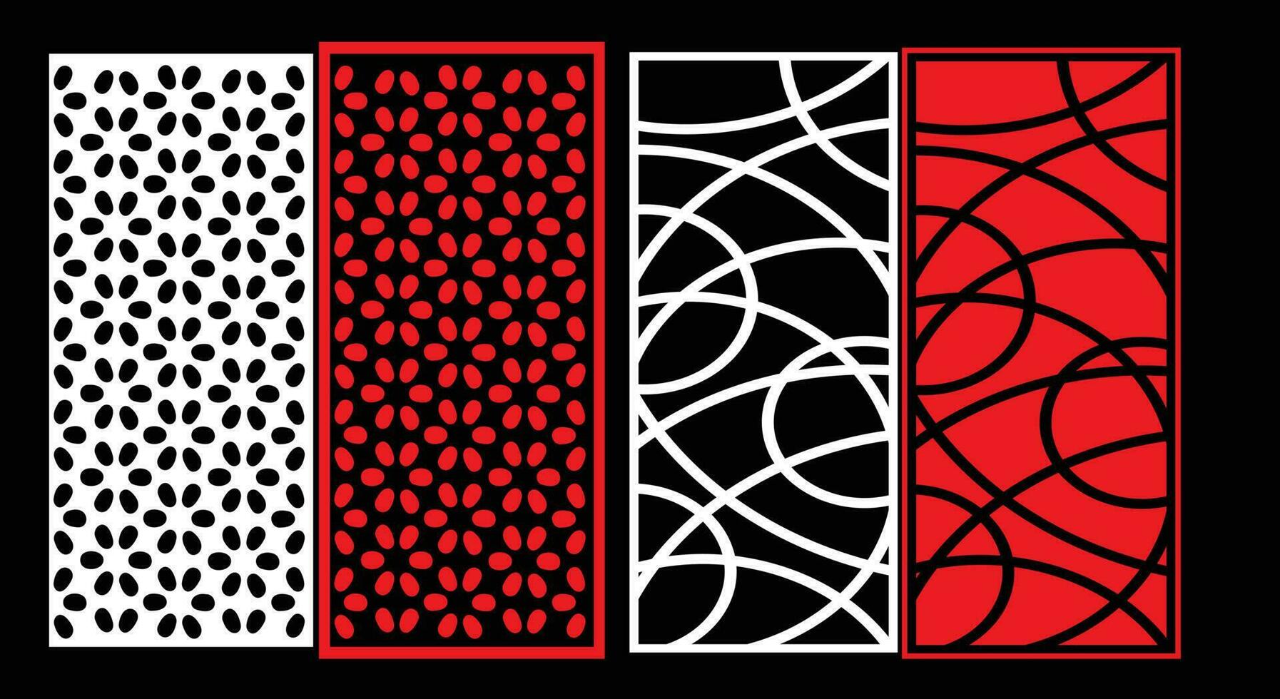 Decorative wall panels set Jali design CNC pattern, laser cutting pattern, router CNCcutting.Jali Laser cut decorative panel set with lace pattern. vector