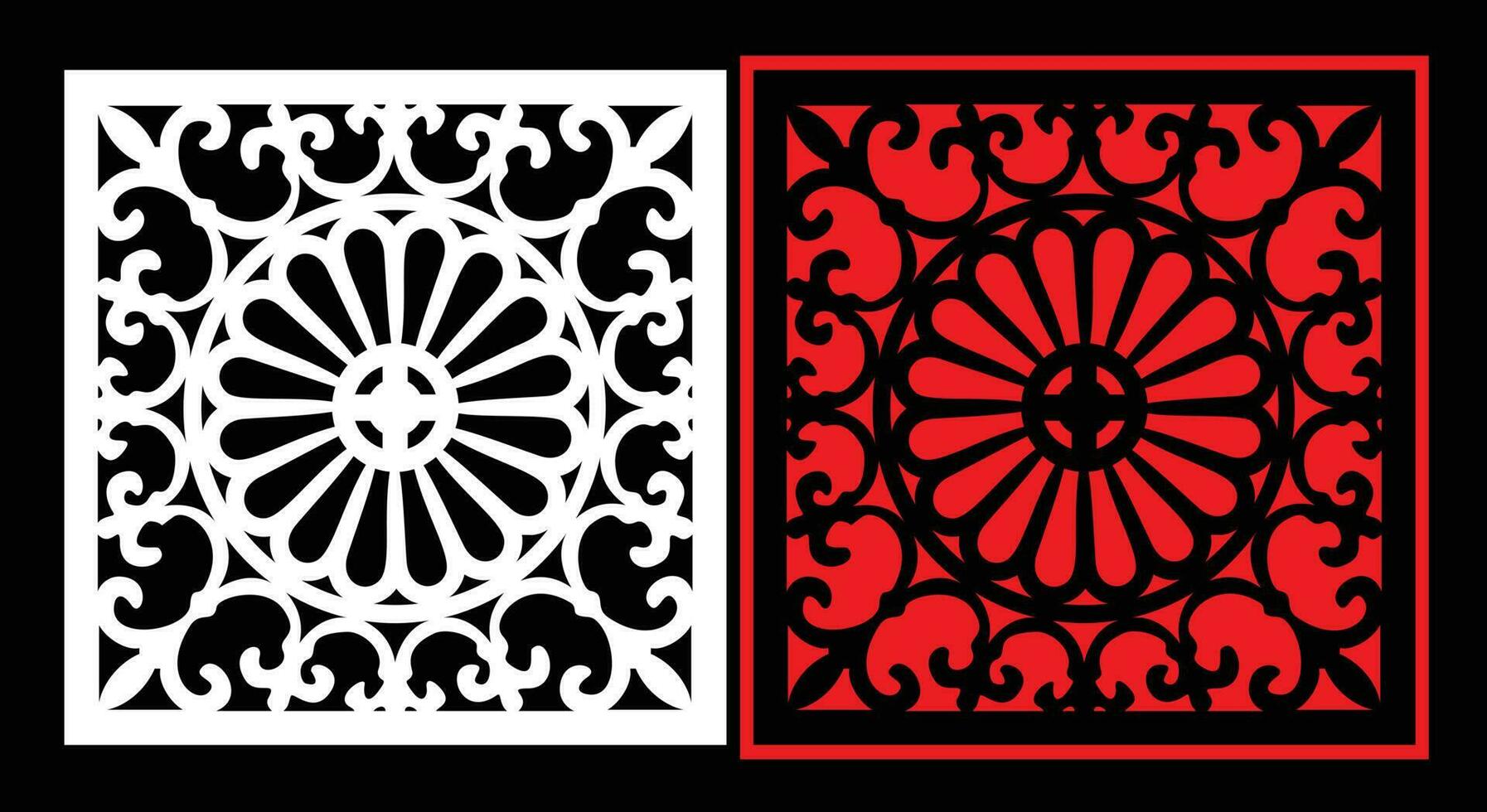 Decorative wall panels set Jali design for graphic and plywood,partition, foam, acrylic and CNC machine cutting. vector