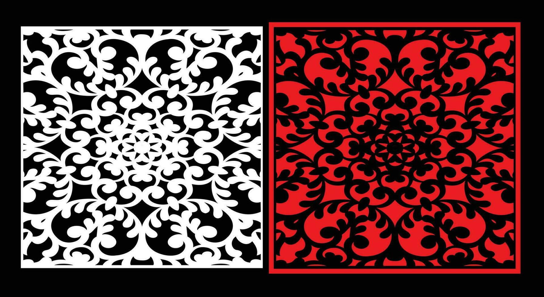 Decorative wall panels set Jali design for graphic and plywood,partition, foam, acrylic and CNC machine cutting. vector