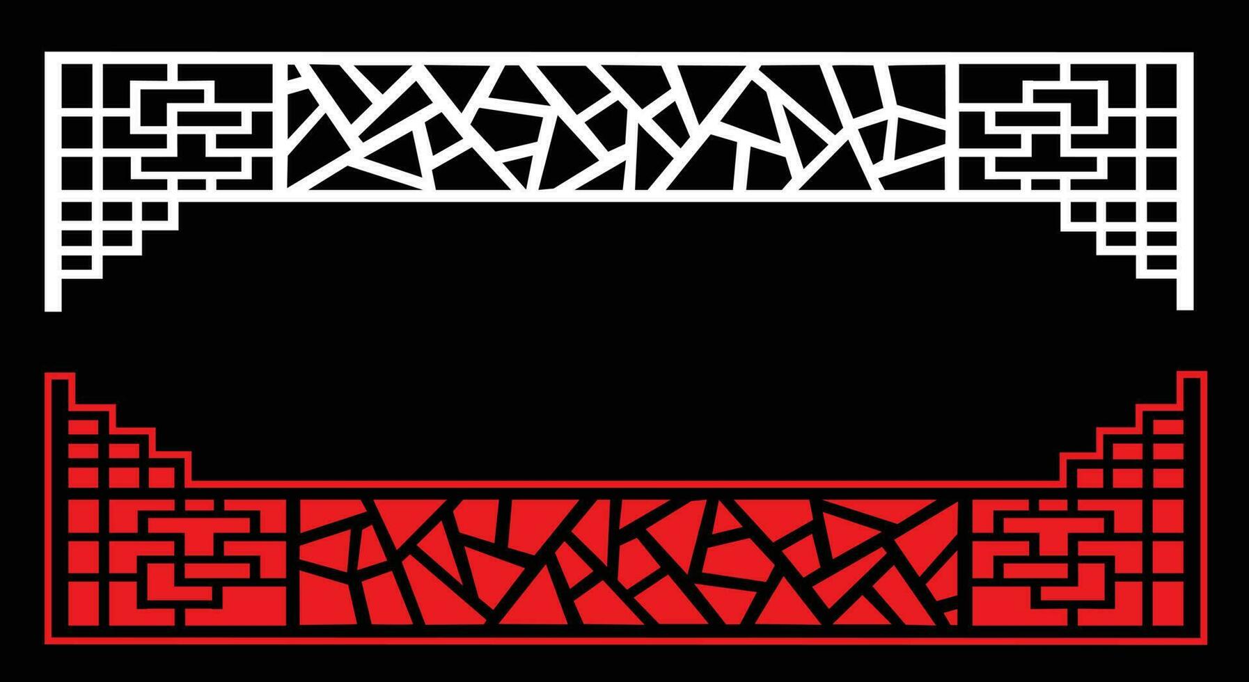 Decorative wall panels set Jali design for graphic and plywood,partition, foam, acrylic and CNC machine cutting. vector