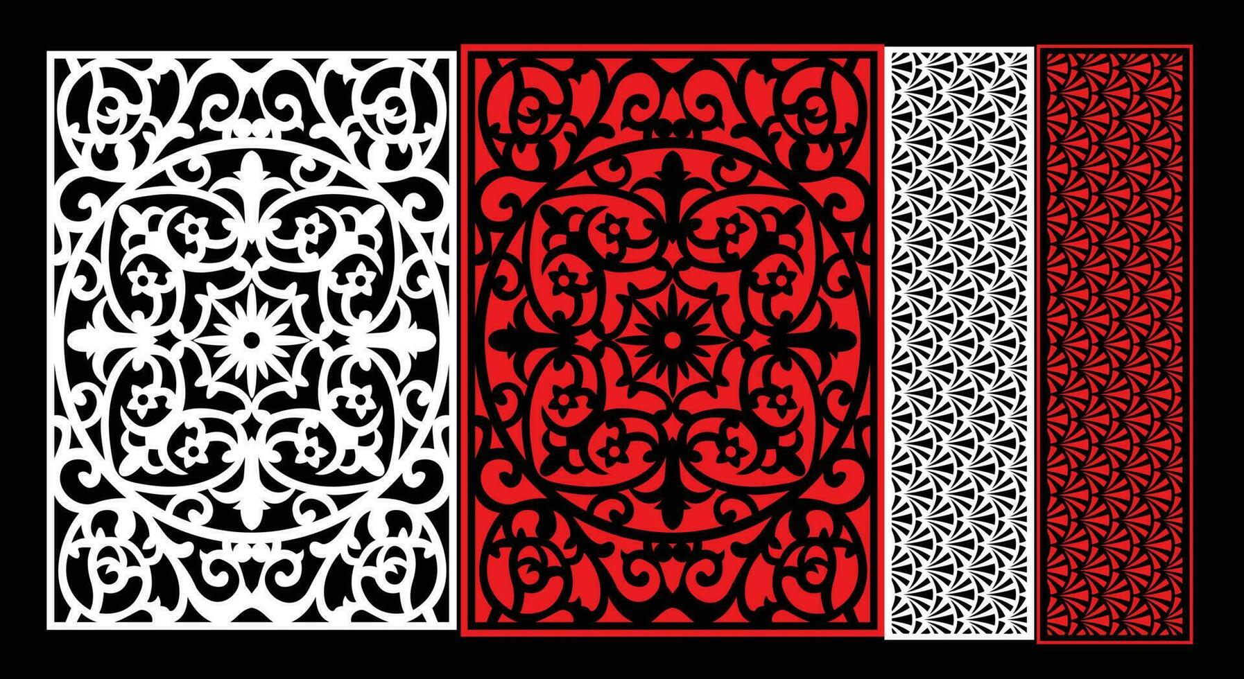 decorativo pared paneles conjunto jali diseño cnc patrón, láser corte patrón, enrutador cnccutting.jali láser cortar decorativo panel conjunto con cordón modelo. vector