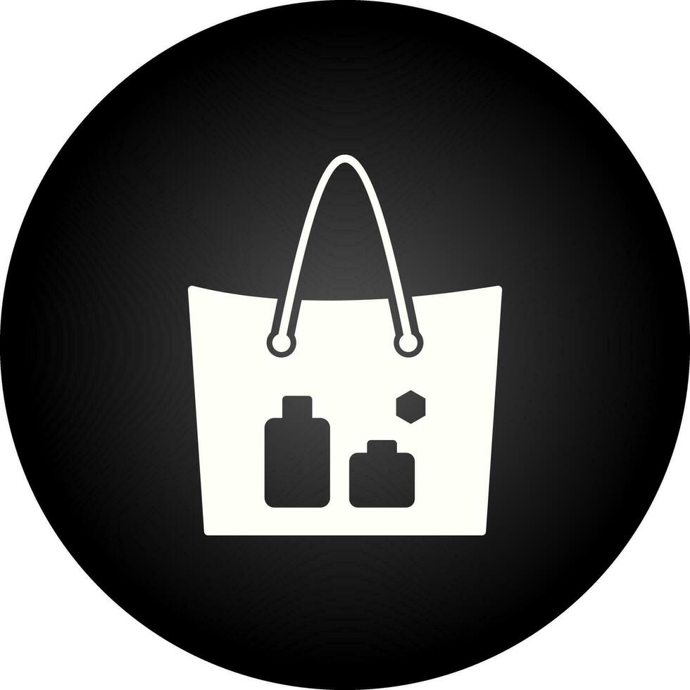 artículos en un icono de vector de bolsa