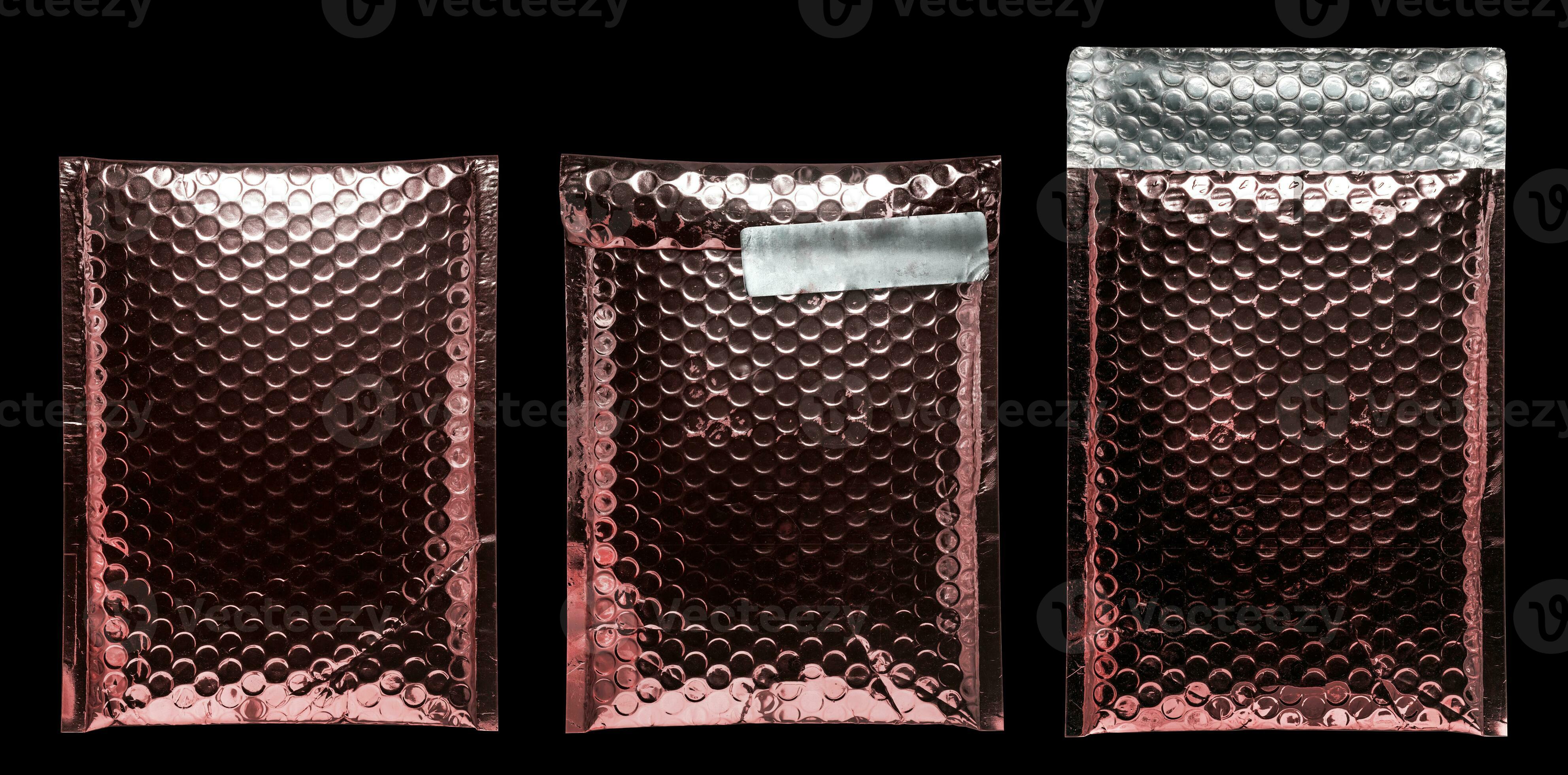 bubble Mailer packaging mockup set isolated on black background