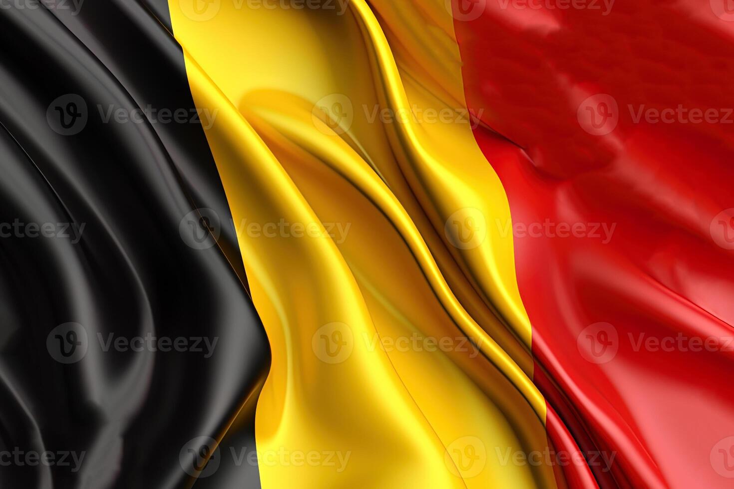 Black, Yellow and Red background, waving the national flag of Belgium, waved a highly detailed close-up. photo