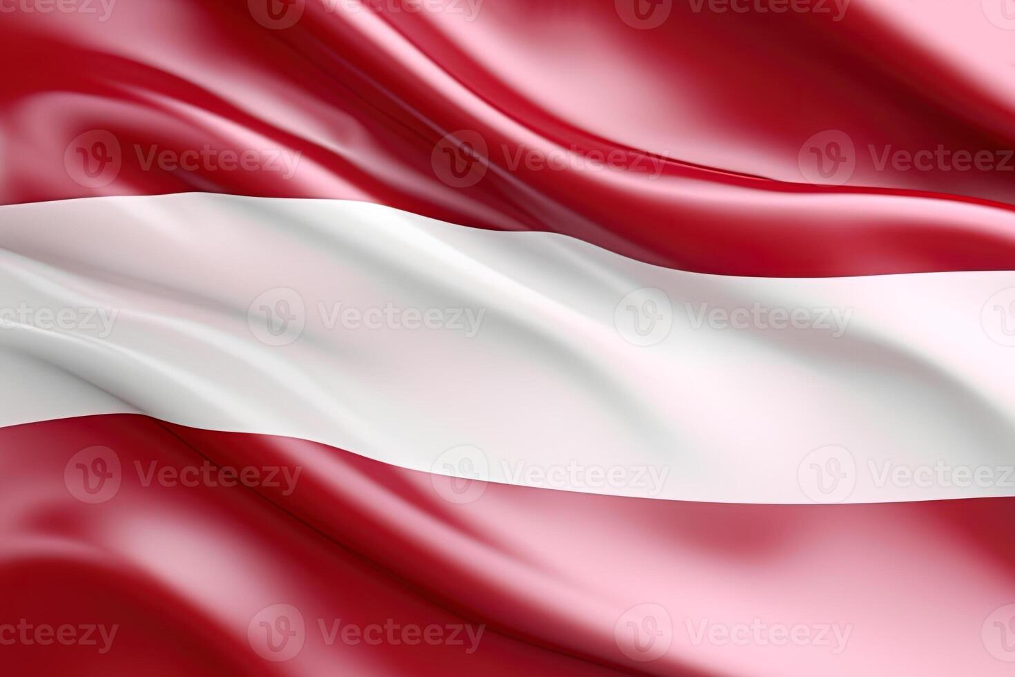 rojo y blanco fondo, ondulación el nacional bandera de Austria, saludó un muy detallado de cerca. ai generado foto