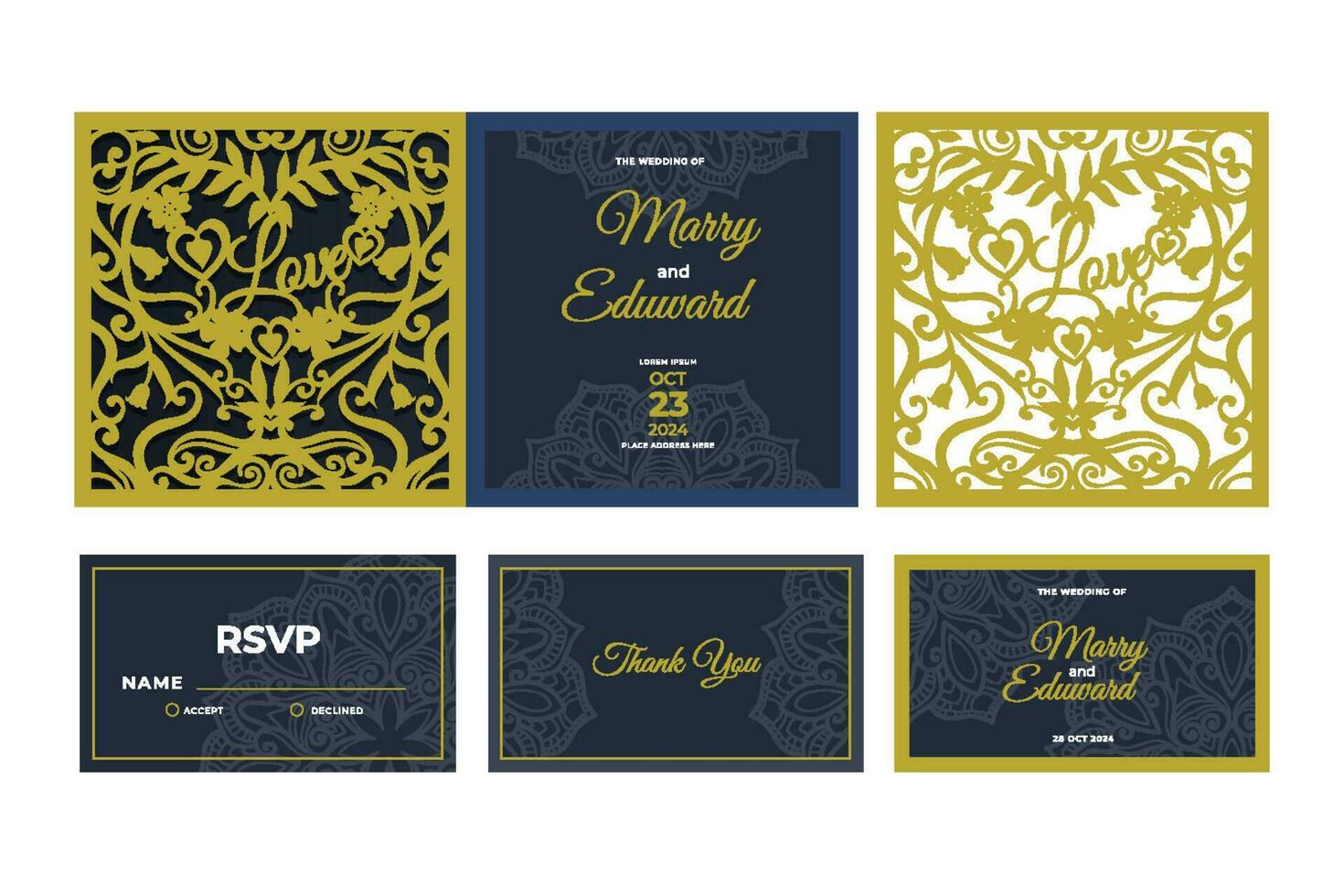 Laser Cut Wedding Invitation Template vector