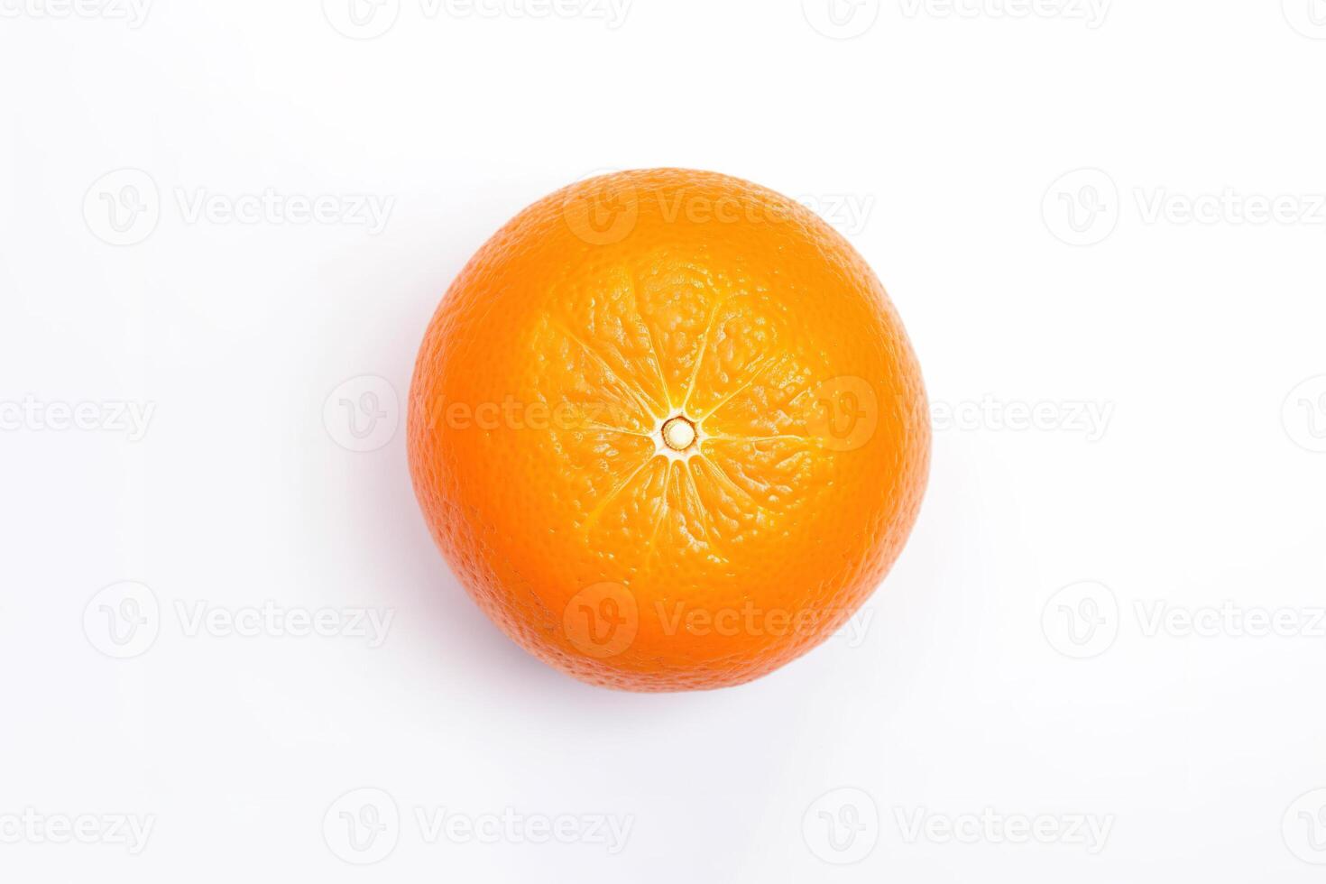 Top view of fresh whole orange isolated on white background. photo