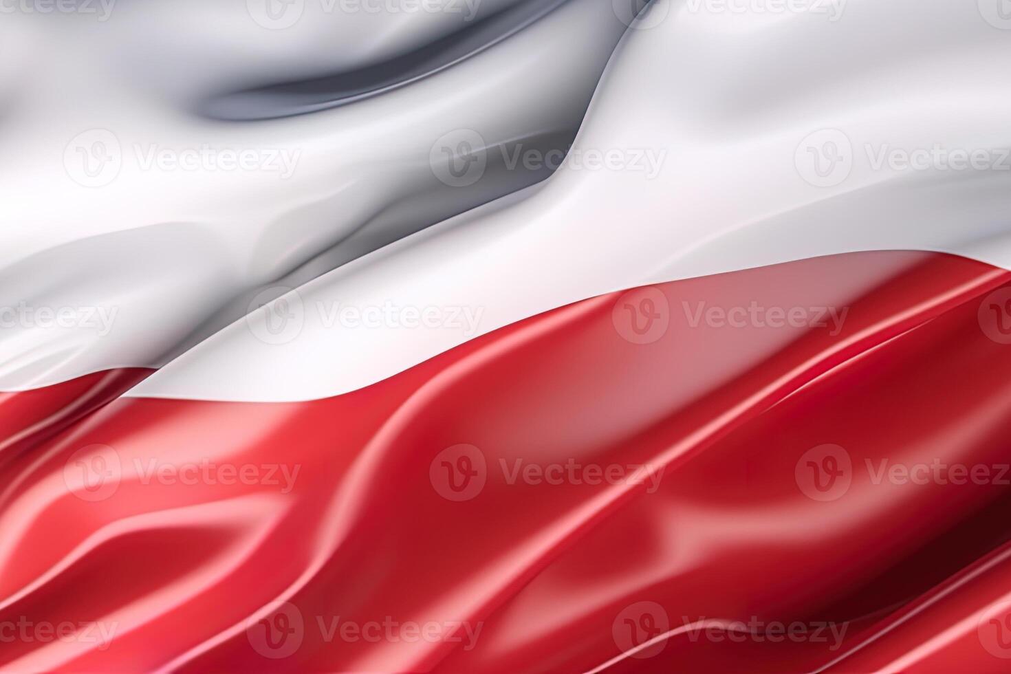 white and red background, waving the national flag of Poland, waved a highly detailed close-up. photo