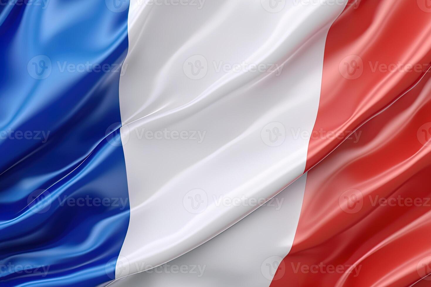 blue, white and red background, waving the national flag of France, waved a highly detailed close-up. photo
