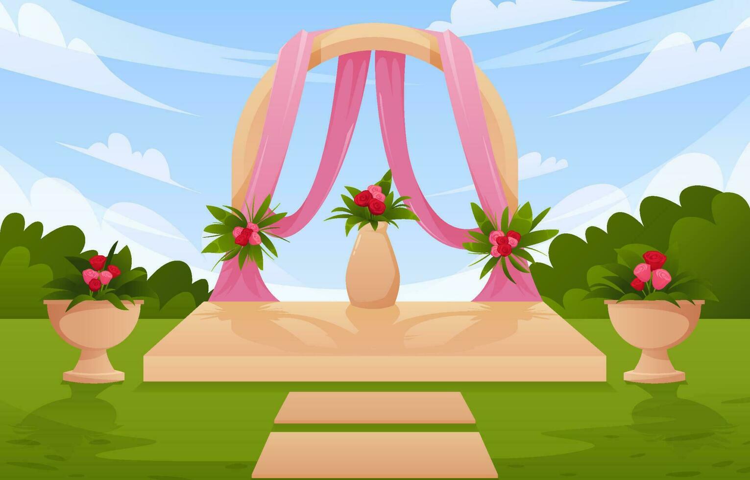 Wedding Scene Landscape and Decoration Background vector