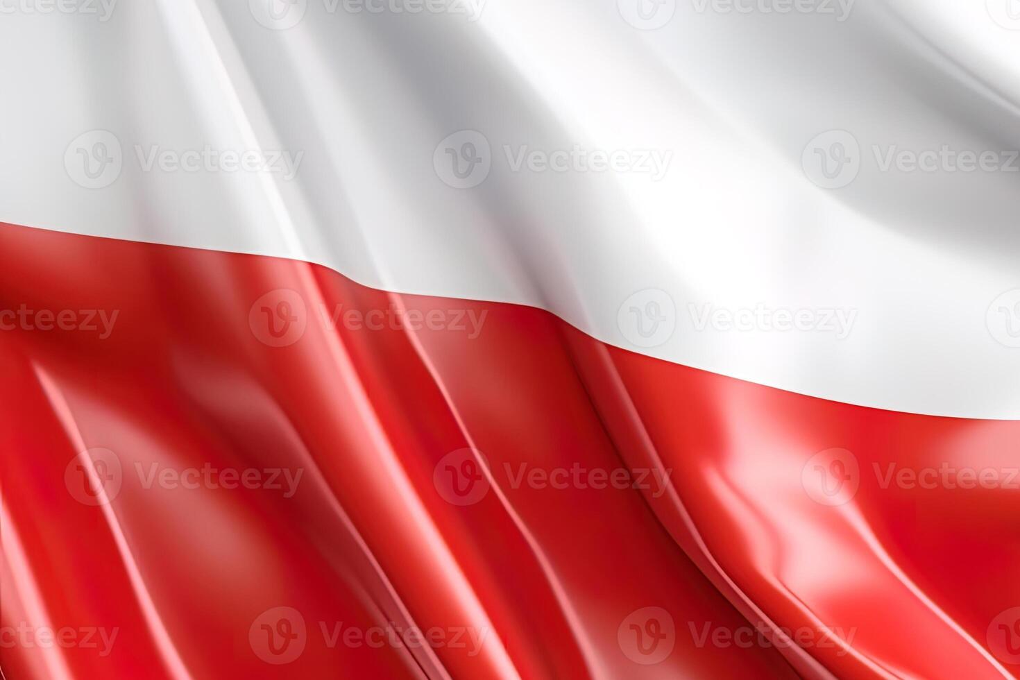 white and red background, waving the national flag of Poland, waved a highly detailed close-up. photo