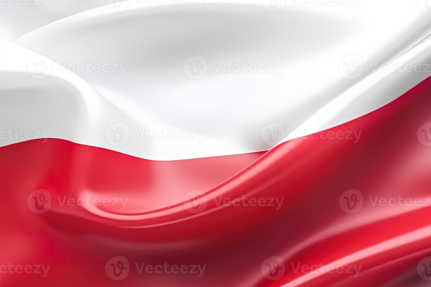 white and red background, waving the national flag of Poland, waved a highly detailed close-up. photo