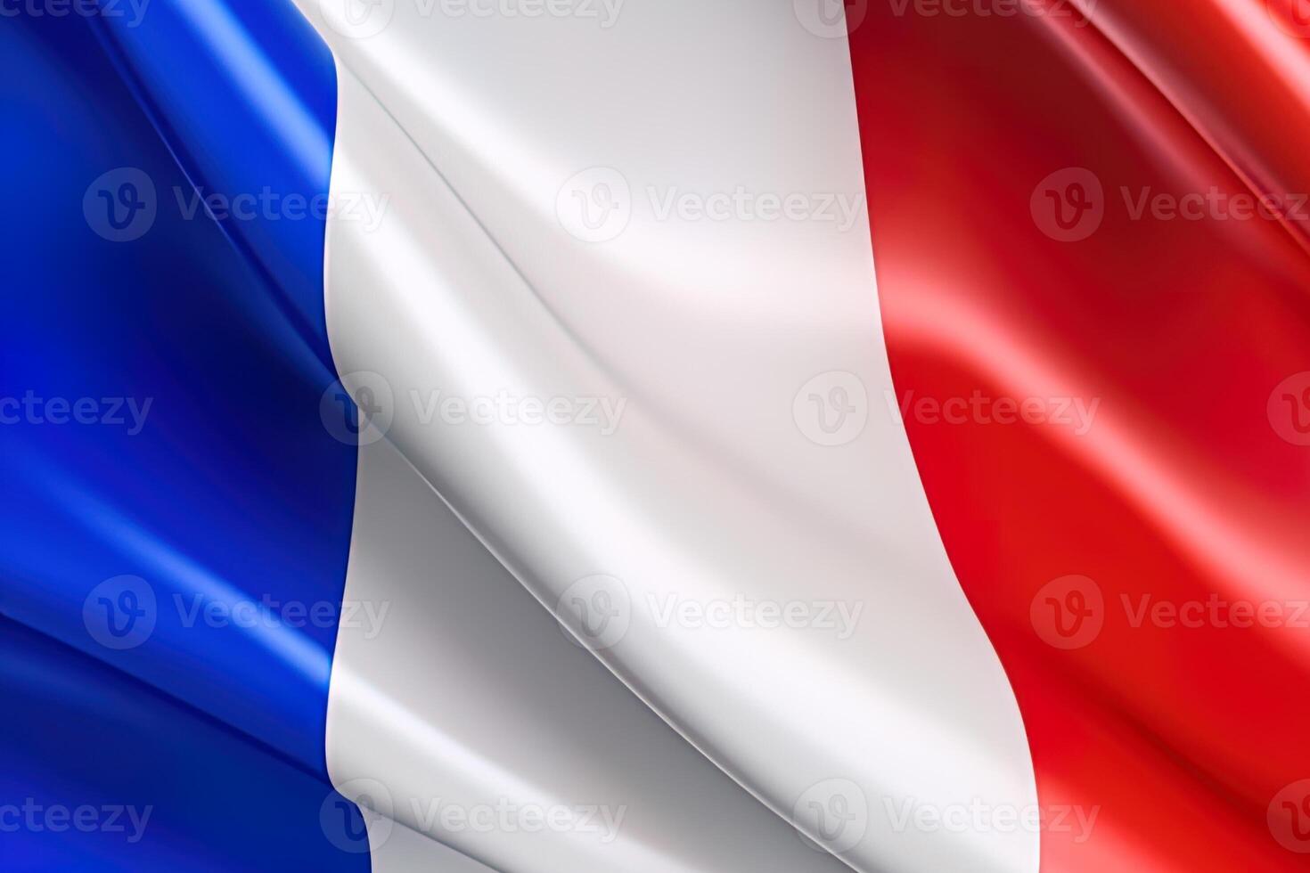 blue, white and red background, waving the national flag of France, waved a highly detailed close-up. photo