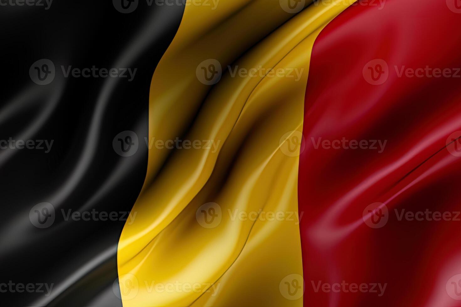 Black, Yellow and Red background, waving the national flag of Belgium, waved a highly detailed close-up. photo