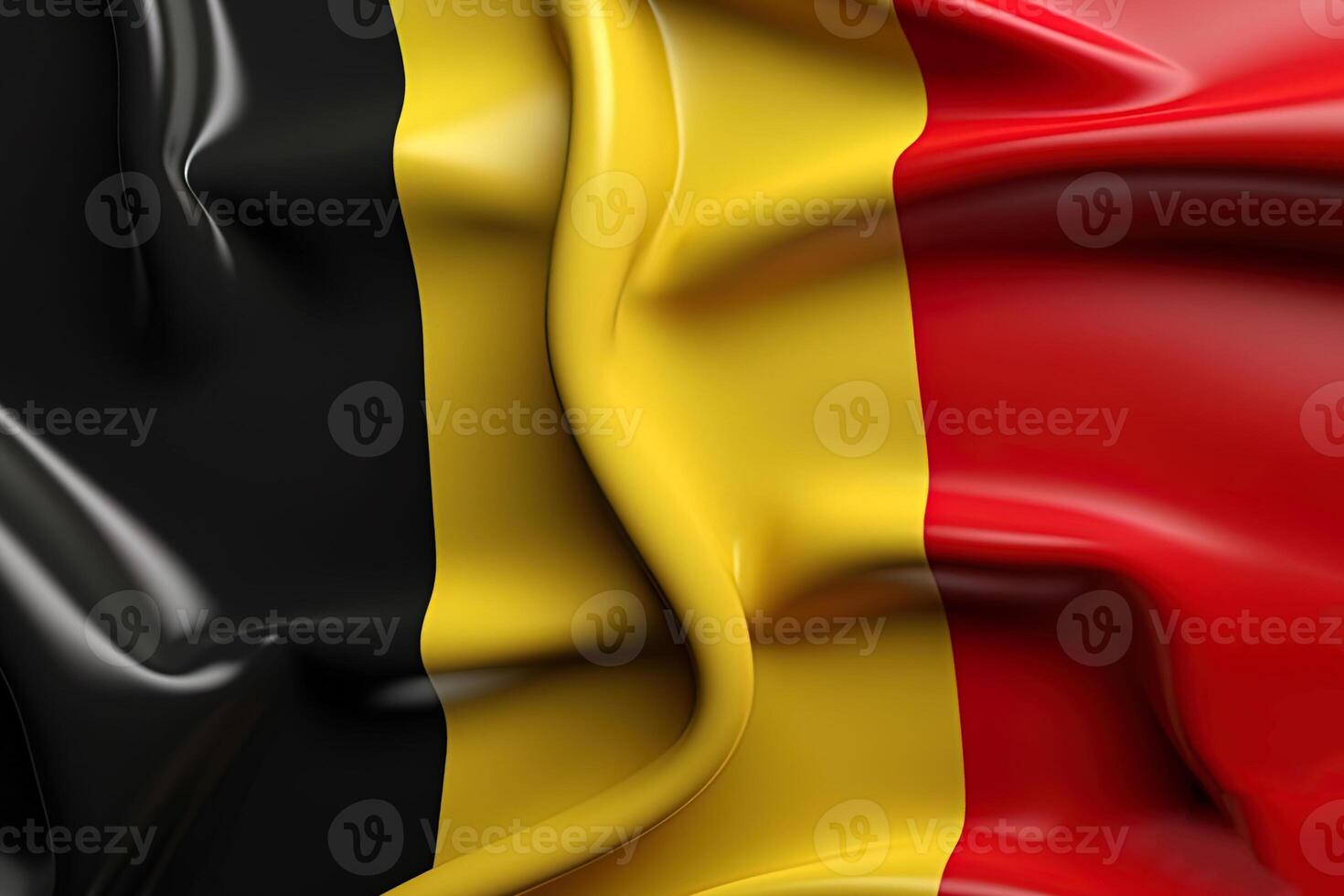 Black, Yellow and Red background, waving the national flag of Belgium, waved a highly detailed close-up. photo