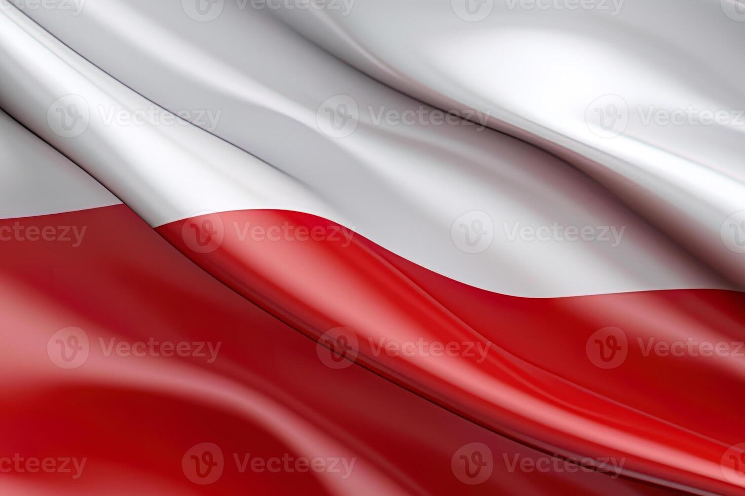 white and red background, waving the national flag of Poland, waved a highly detailed close-up. photo