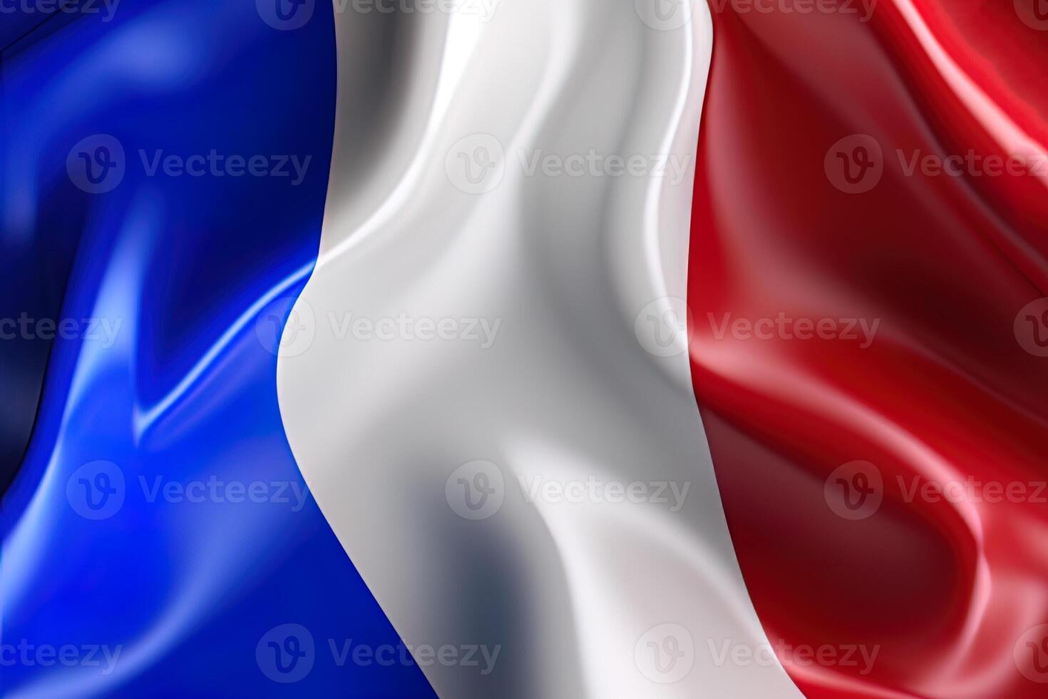blue, white and red background, waving the national flag of France, waved a highly detailed close-up. photo