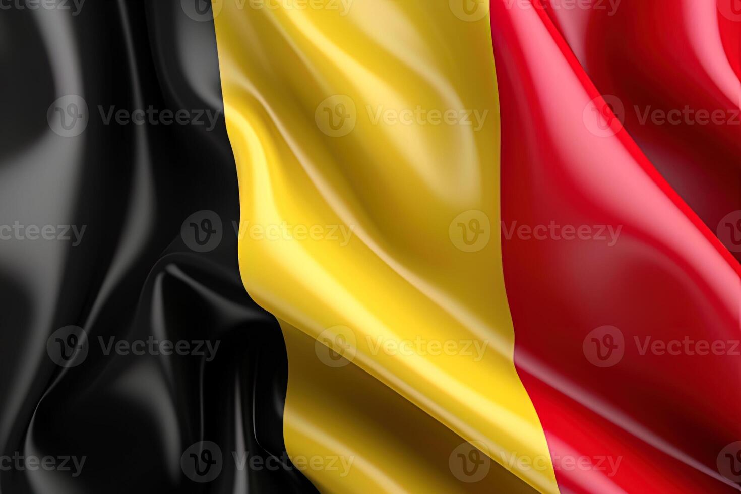 Black, Yellow and Red background, waving the national flag of Belgium, waved a highly detailed close-up. photo
