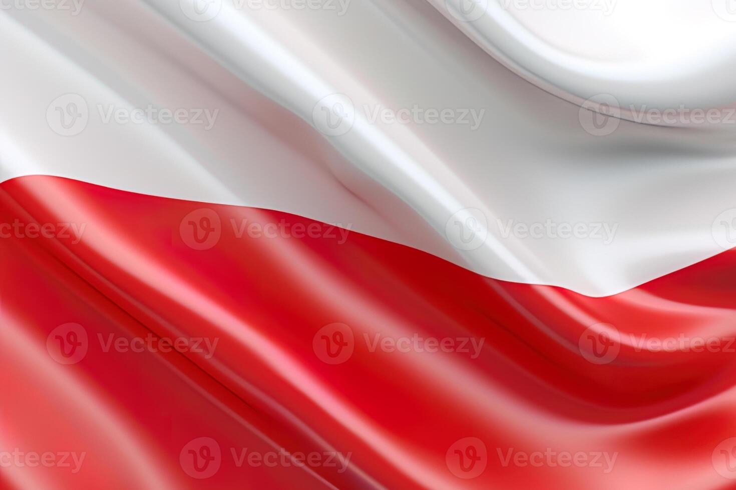 white and red background, waving the national flag of Poland, waved a highly detailed close-up. photo