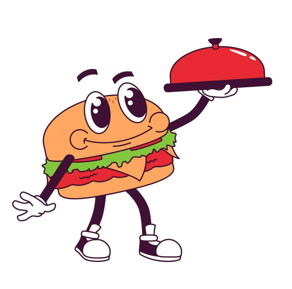 Groovy Burger Cartoon Character vector