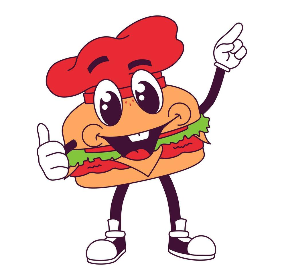 maravilloso hamburguesa dibujos animados personaje vector