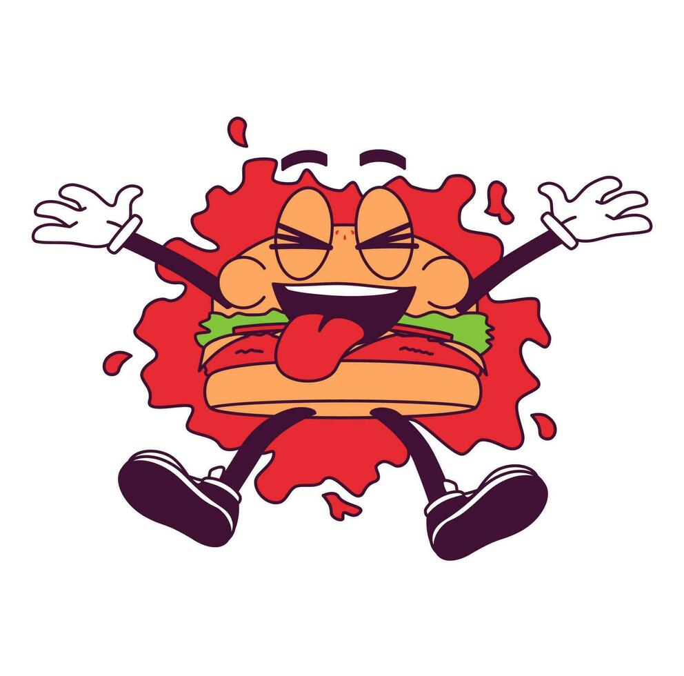 Groovy Burger Cartoon Character vector