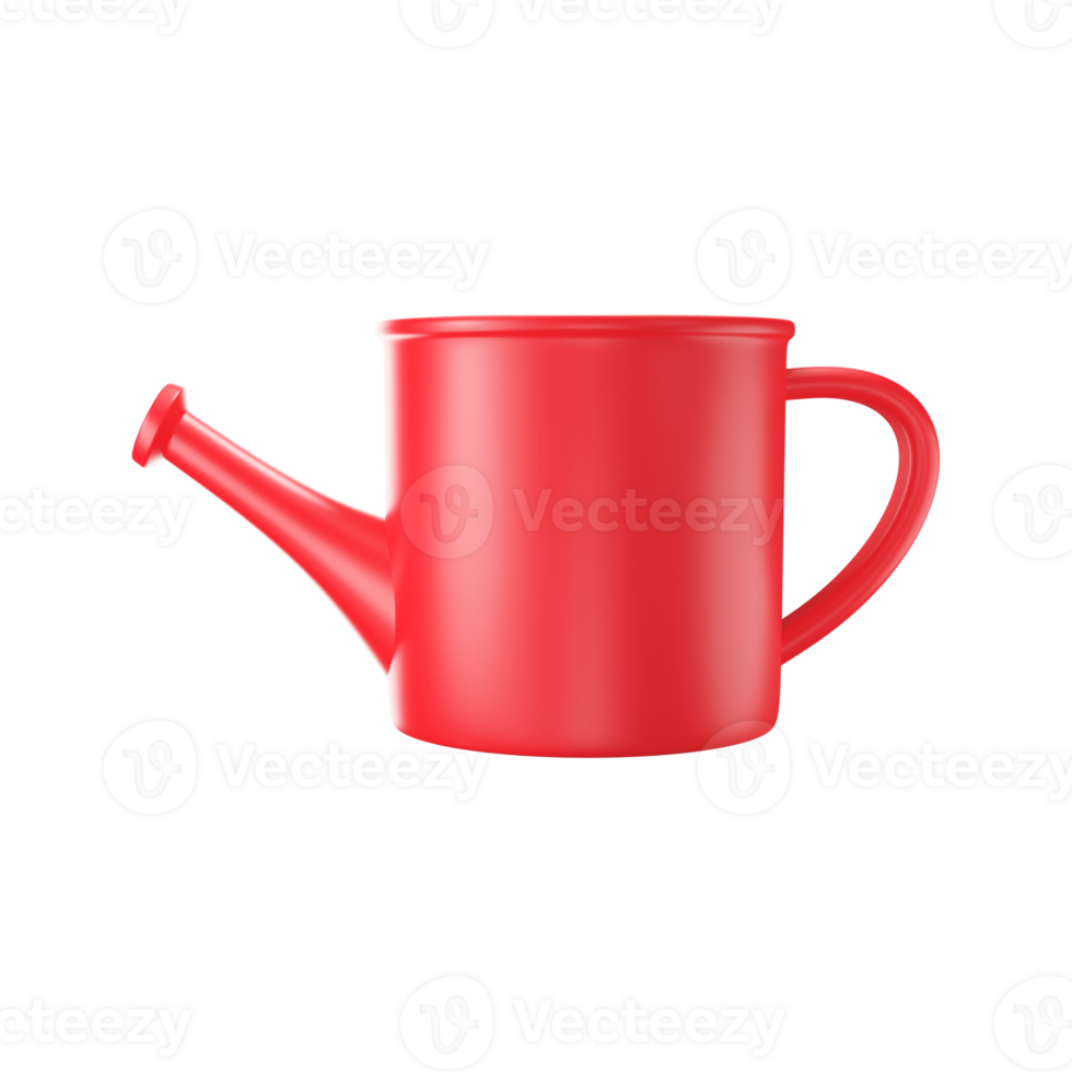 3D Render of Watering Pot Or Can Element In Red Color. png