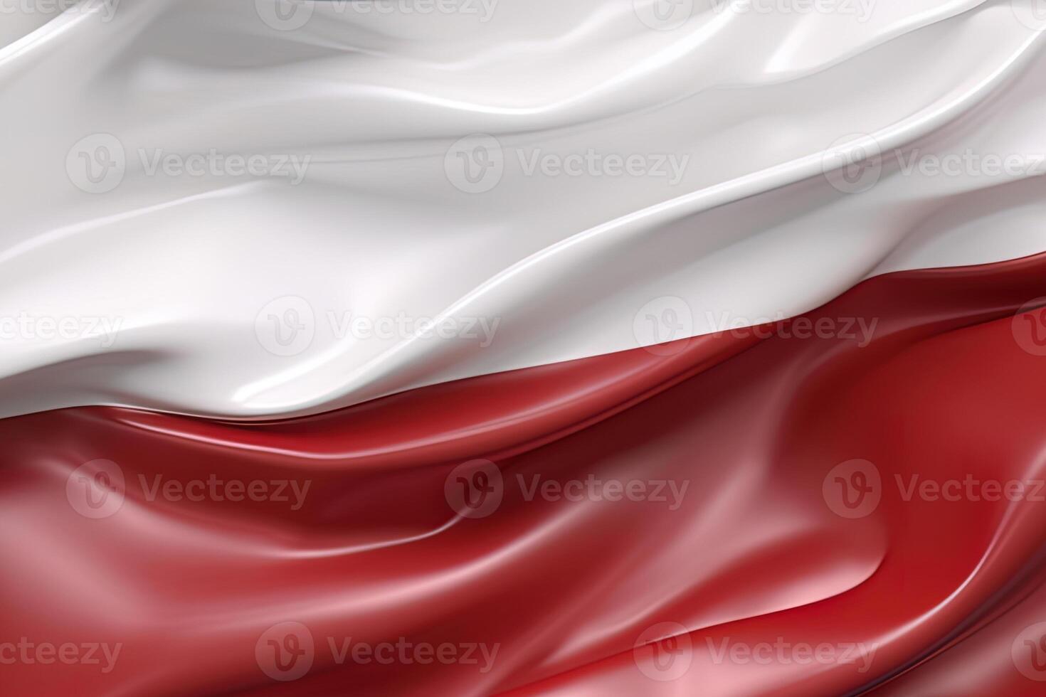 white and red background, waving the national flag of Poland, waved a highly detailed close-up. photo