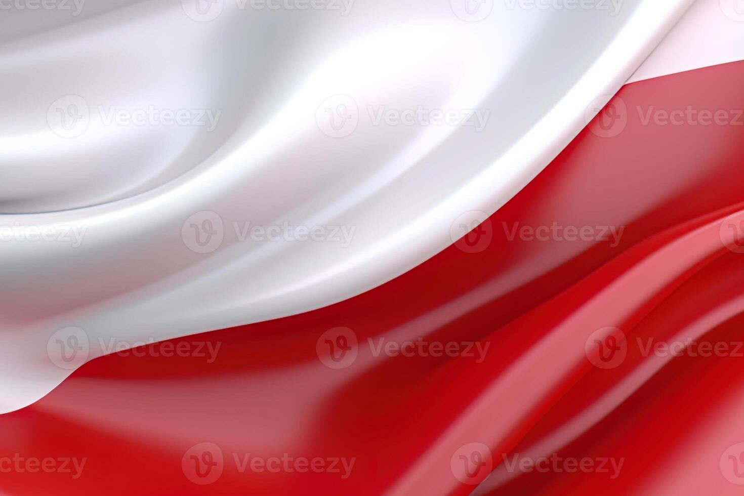 white and red background, waving the national flag of Poland, waved a highly detailed close-up. photo